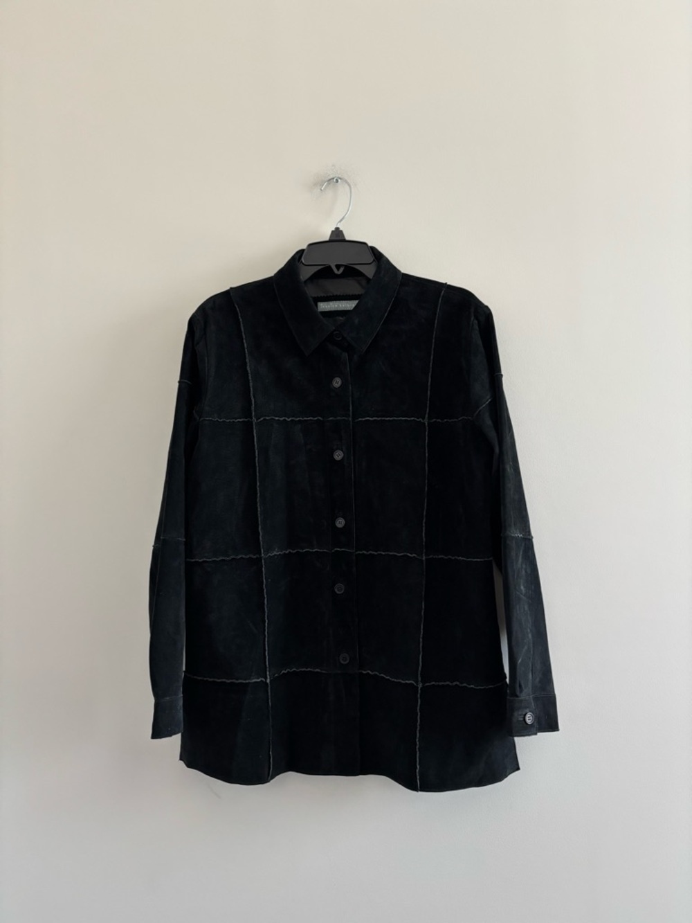 VTG Jessica Holbrook Suede Leather Jacket Black Womens L Chore Work Barn Western
